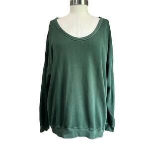 Aerie Oversized Green Sweatshirt Cozy Slouchy Lounge Casual Pullover Sz XS